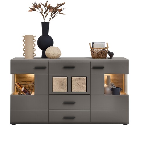 Sideboard >Kathlin< in Basalt aus Metall - 170x94x42cm (BxHxT)