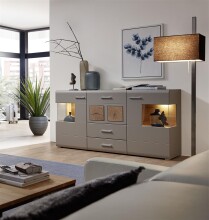 Sideboard >Kathlin< in Basalt aus Metall - 170x94x42cm (BxHxT)