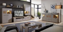 Wohnwand >Kathlin III< in Basalt - 320x205x47cm...
