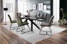 Esstisch >EVERETT< in Anthrazit aus Glas - 180x75x95cm (BxHxT)