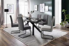 Esstisch >EVERETT< in Anthrazit aus Glas - 180x75x95cm (BxHxT)