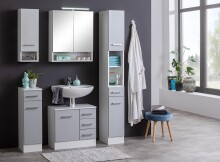 Hochschrank >Riga< in Hellgrau-Matt - 25x190x35cm (BxHxT)