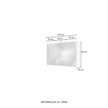 Spiegelschrank >Garda< in weiß - 100x66x20cm (BxHxT)