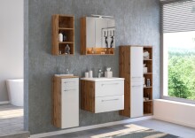 Spiegelschrank >Livorno< in Wotan-Eiche - 60x64x20cm (BxHxT)