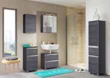 Waschbeckenunterschrank >Arezzo< in Eiche Rauchsilber Nachbildung