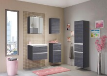 Waschtisch-Set >Arezzo< in Eiche Rauchsilber Nachbildung - 60x56x47cm (BxHxT)