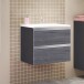 Waschtisch-Set >Arezzo< in Eiche Rauchsilber Nachbildung - 60x56x47cm (BxHxT)