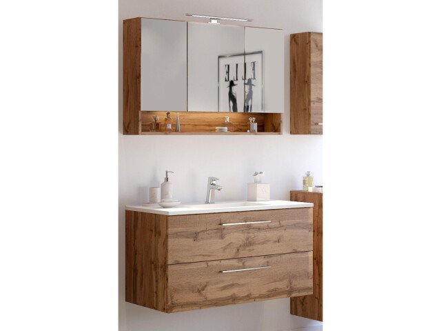 Waschtisch-Set >Livorno< in wotaneiche - 100x180x48cm (BxHxT)