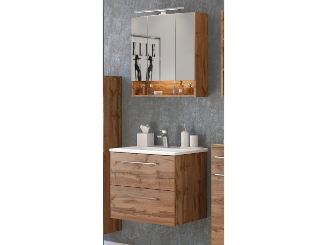 Waschtisch-Set >Livorno< in wotaneiche - 60x180x48cm (BxHxT)