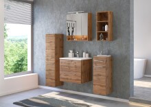 Waschtisch-Set >Livorno< in wotaneiche - 60x180x48cm (BxHxT)
