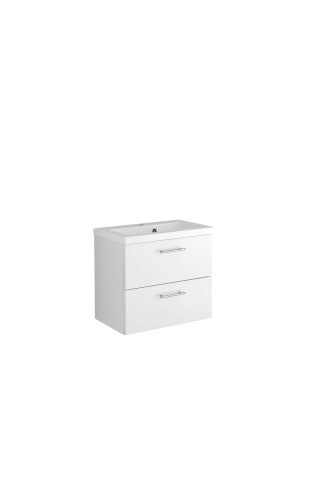 Waschtisch-Set >Porta< in Hochglanz-Weiß - 60x54x39cm (BxHxT)