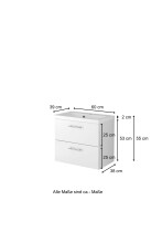 Waschtisch-Set >Porta< in Hochglanz-Weiß - 60x54x39cm (BxHxT)