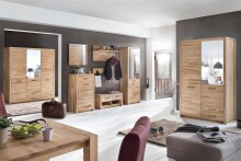 Garderobenpaneel >Leduc< in Kernbuche aus Massivholz - 100x105x30cm (BxHxT)