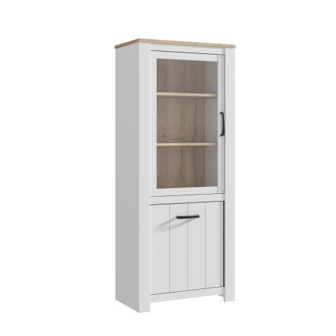 Vitrine >Chelles< in Weiß matt - 77x185,3x42,2cm (BxHxT)