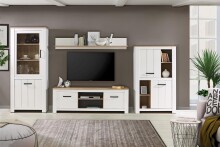 Vitrine >Chelles< in Weiß matt - 77x185,3x42,2cm (BxHxT)