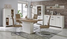 Vitrine >Chelles< in Weiß matt - 77x185,3x42,2cm (BxHxT)