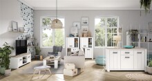 Sideboard >Chelles< in Weiß matt - 161,4x95,7x42,2cm (BxHxT)