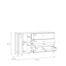 Sideboard >Hialeah< in Riviera Eiche - 151,3x85,1x40,2cm (BxHxT)