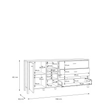 Sideboard >Hialeah< in Riviera Eiche - 186,3x85,1x40,2cm (BxHxT)