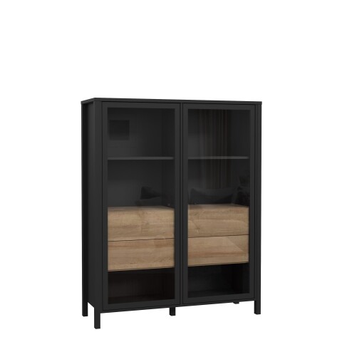 Vitrine >Hialeah< in Riviera Eiche - 121,3x152,3x40,2cm (BxHxT)