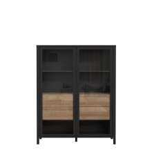 Vitrine >Hialeah< in Riviera Eiche - 121,3x152,3x40,2cm (BxHxT)