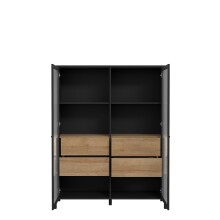 Vitrine >Hialeah< in Riviera Eiche - 121,3x152,3x40,2cm (BxHxT)