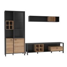 Wohnwand >Hialeah< in Riviera Eiche - 277,2x193,9x40,2cm (BxHxT)