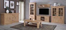 Vitrine >Kalamaria< in Waterford Eiche - 74,9x205,1x47cm (BxHxT)