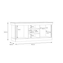 Wohnwand >Kalamaria< in Waterford Eiche - 357,5x205,1x47cm (BxHxT)