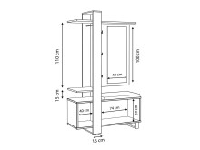 Kompaktgarderobe >Marousi< in Artisan Eiche - 119,8x198,2x43cm (BxHxT)