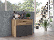 Kommode >Rhodos< in Stabeiche - 99,8x79,9x41,5cm...