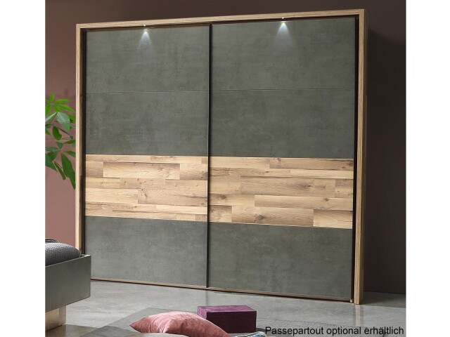 Schwebetürenschrank >Rhodos< in Stabeiche - 220,1x210,5x61,2cm (BxHxT)