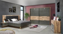 Schwebetürenschrank >Rhodos< in Stabeiche - 280,6x215,9x61,2cm (BxHxT)