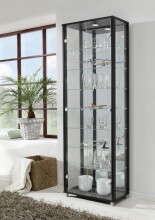 Glasvitrine >OPTIMA< in Schwarz Struktur -...