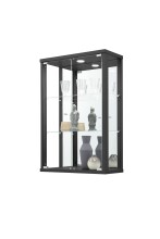 Glasvitrine >OPTIMA< in Schwarz Struktur - 56x85x25,2cm (BxHxT)