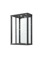 Glasvitrine >OPTIMA< in Schwarz Struktur - 56x85x25,2cm (BxHxT)