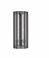 Eckvitrine >TRIO< in Schwarz Struktur - 71x172x50cm (BxHxT)
