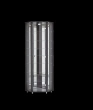 Eckvitrine >TRIO< in Schwarz Struktur - 71x172x50cm (BxHxT)