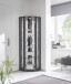 Eckvitrine >TRIO< in Schwarz Struktur - 71x172x50cm (BxHxT)