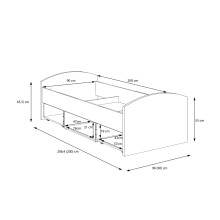 Bett >Vyronas< in Old Wood Vintage - 96x65x206,4cm (BxHxT)