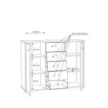Kommode >Tembi< in Artisan Eiche - 108,8x85,5x34,8cm (BxHxT)