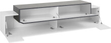 TV-Board >Catania< in Weiß-Hochglanz / Schiefer - 200x51,6x45cm (BxHxT)