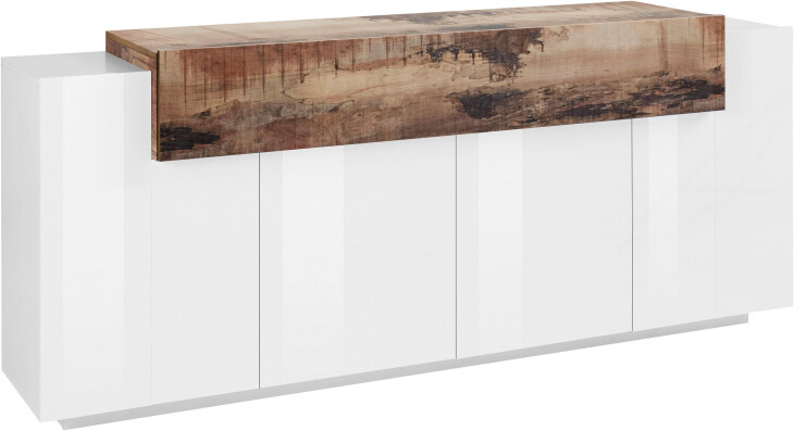 Sideboard >Catania< in Weiß-Hochglanz - 200x85,6x45cm (BxHxT)