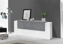 Sideboard >Catania< in Weiß-Hochglanz - 200x86x45cm (BxHxT)
