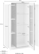 Vitrine >Catania< in Weiß-Hochglanz - 80x120,5x38cm (BxHxT)