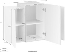 Hängeschrank >Catania< in Weiß-Hochglanz/Schiefer - 90x65,5x38cm (BxHxT)
