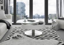 Couchtisch >Souli< in Weiß aus MDF,Metall,Glas - 79x40x79cm (BxHxT)