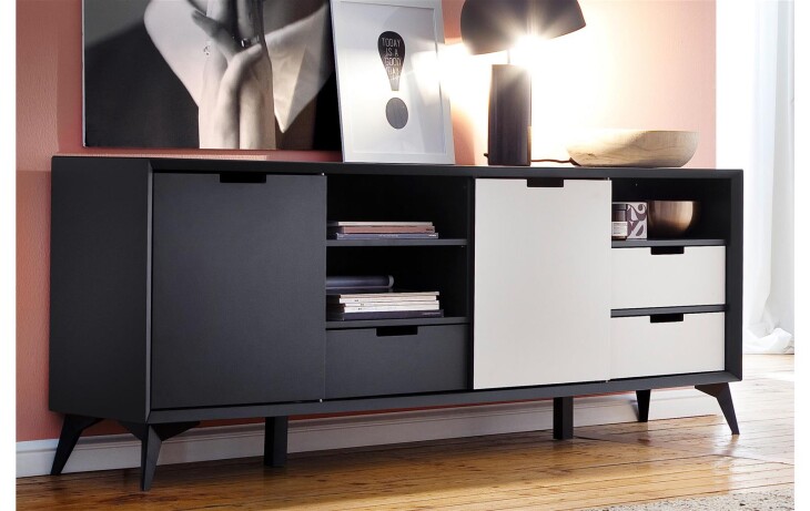 Sideboard >Nemea< in Grau matt - 180x73x40cm (BxHxT)