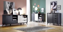 Highboard >Nemea< in Grau matt - 137x92x40cm (BxHxT)