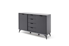 Highboard >Nemea< in Grau matt - 137x92x40cm (BxHxT)